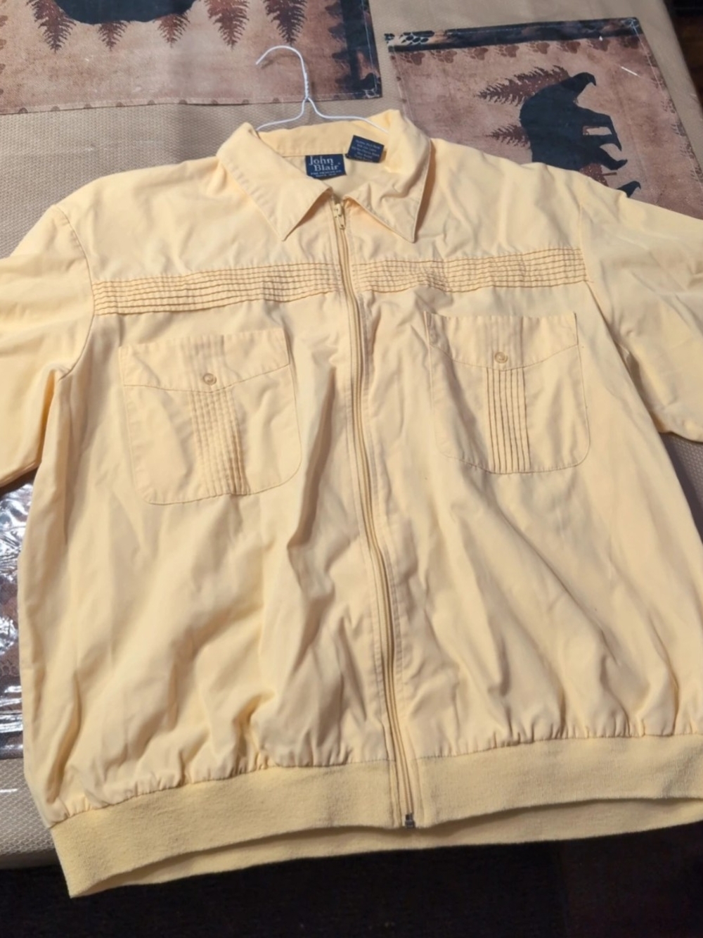 Vintage John Blair Yellow Zip-up Shirt Jacket Size XL